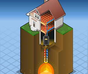 Sidewalk void Diagram of an underground source heat pump system.